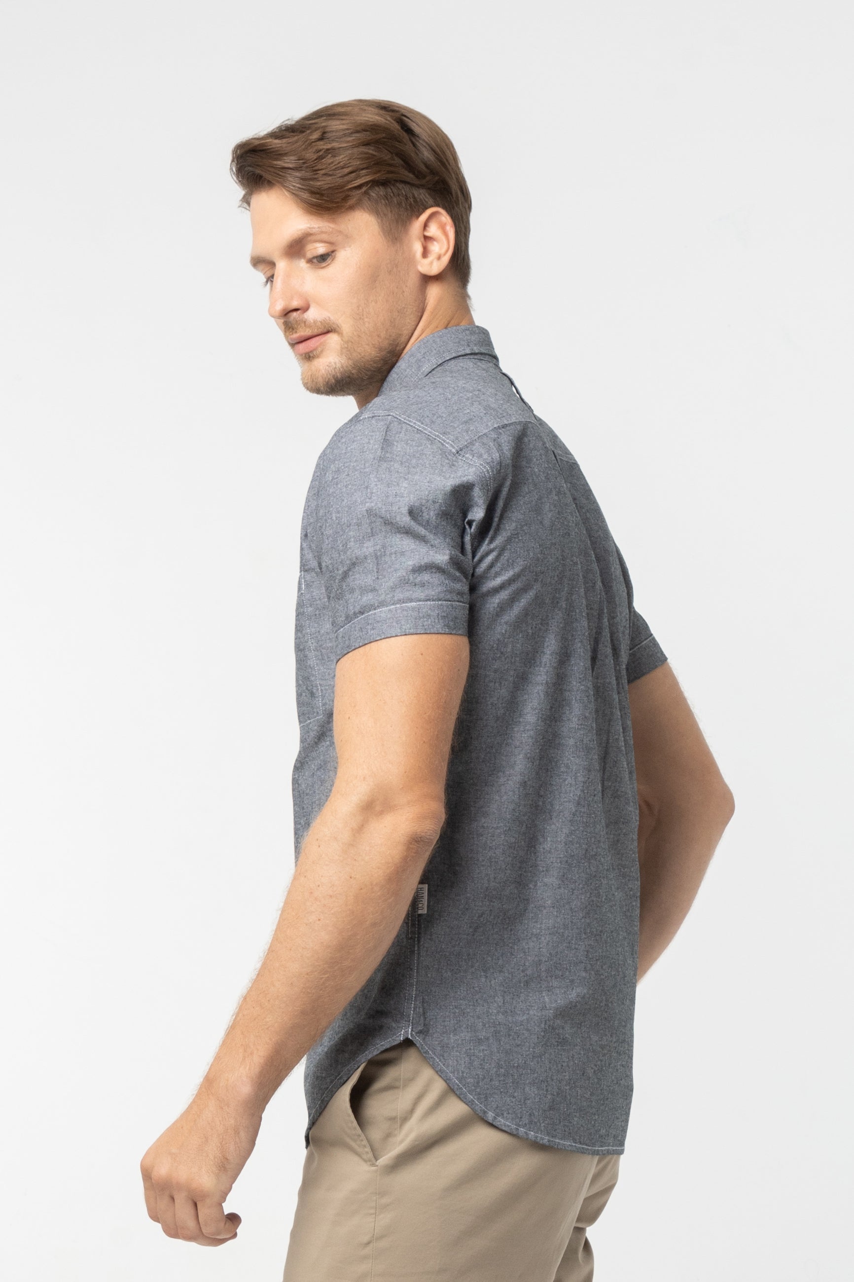 FT. Work Shirt : Short sleeve (Dark Grey, เทาเข้ม)