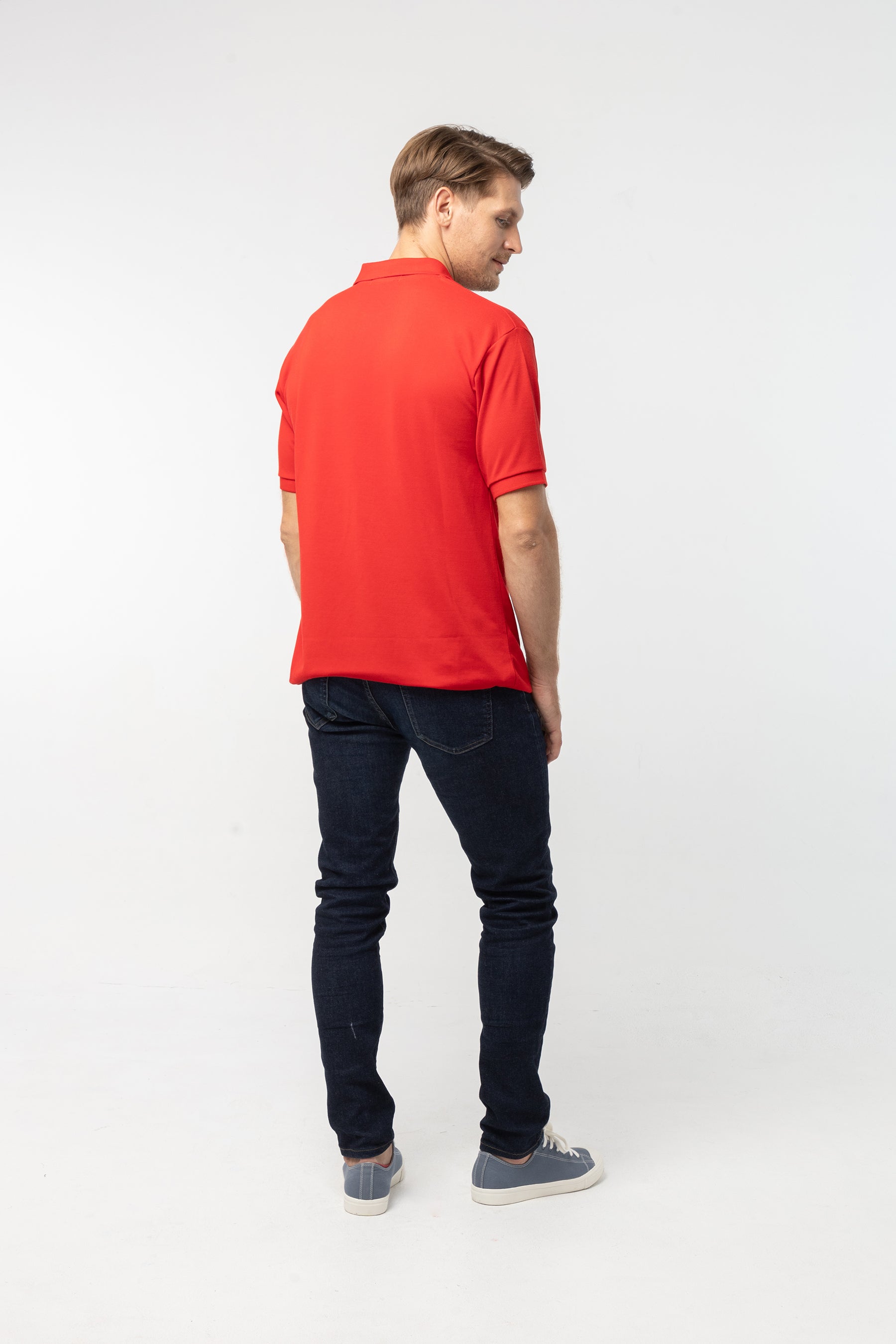 Polo Shirt เสื้อโปโล TC (Red, สีแดง)(Unisex)