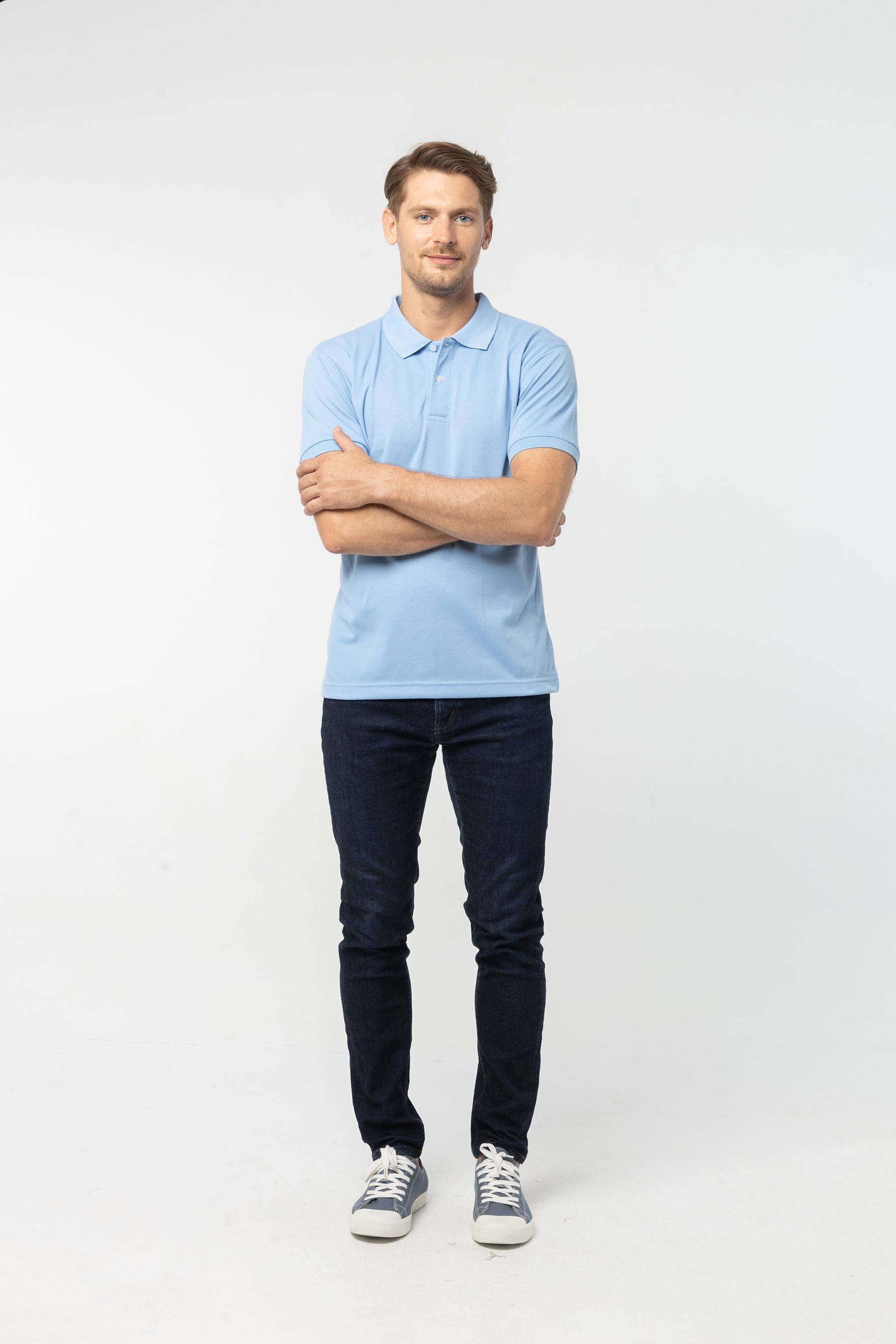 Polo Shirt เสื้อโปโล TC (Light Blue 110 , สีฟ้าอ่อน)(Unisex)