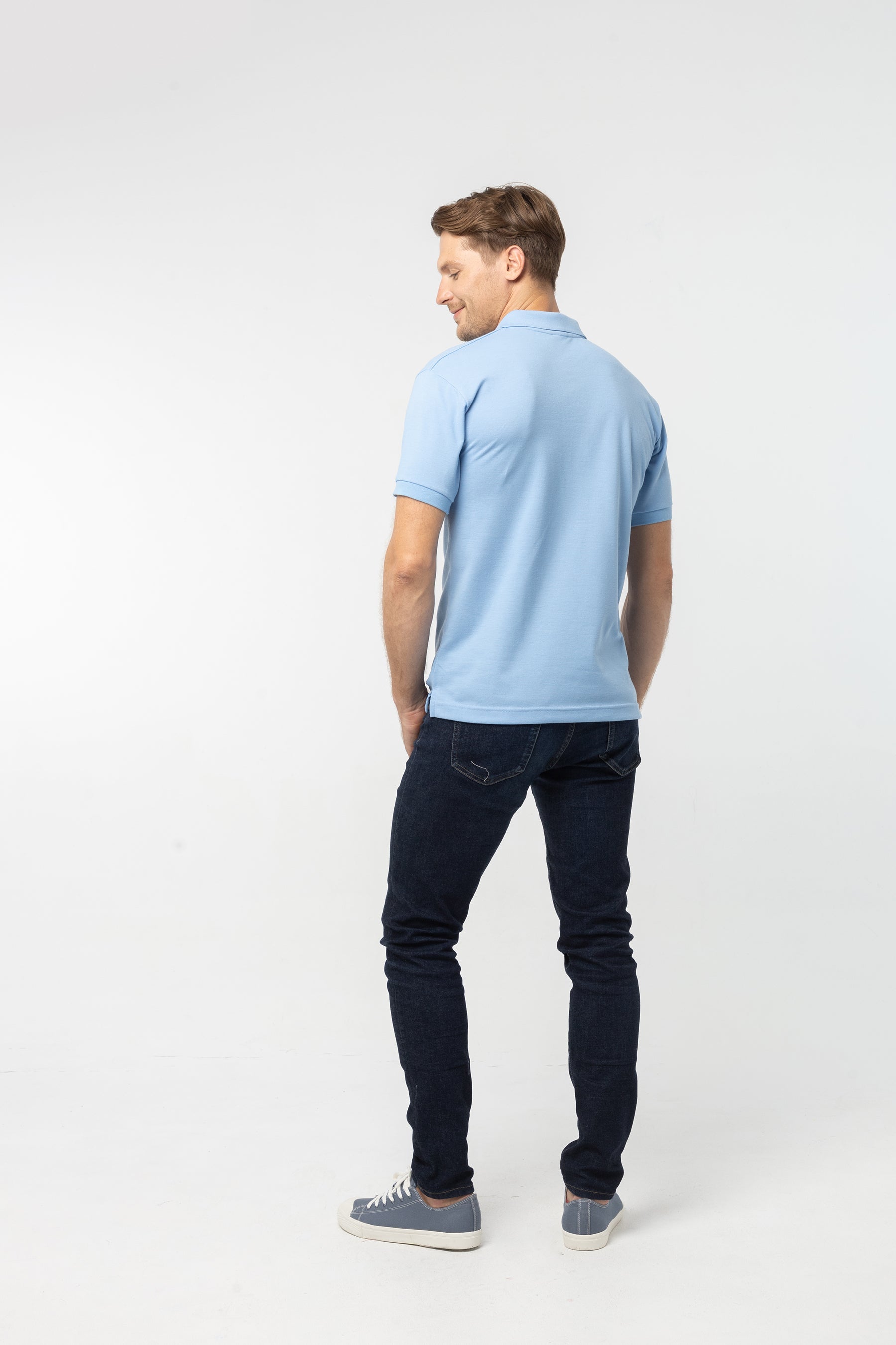 Polo Shirt เสื้อโปโล TC (Light Blue 110 , สีฟ้าอ่อน)(Unisex)