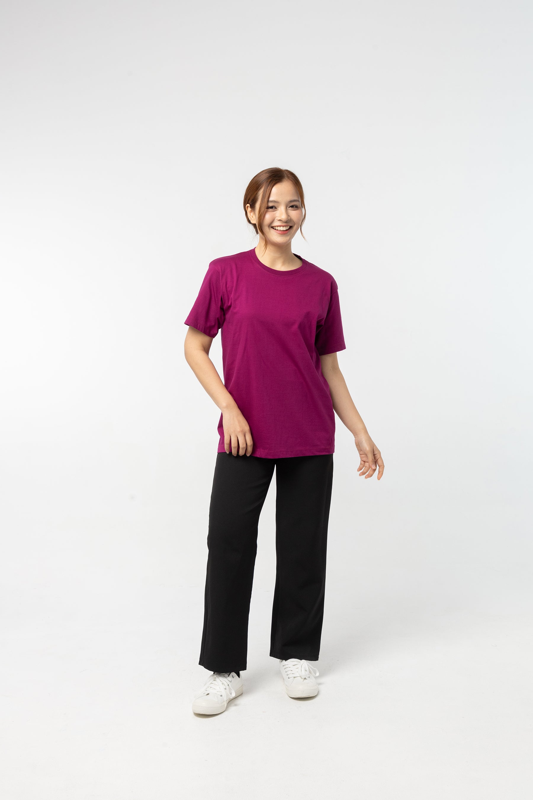 T-Shirt เสื้อยืด (Mulberry Purple , สีม่วงเม็ดมะปราง)(Unisex)