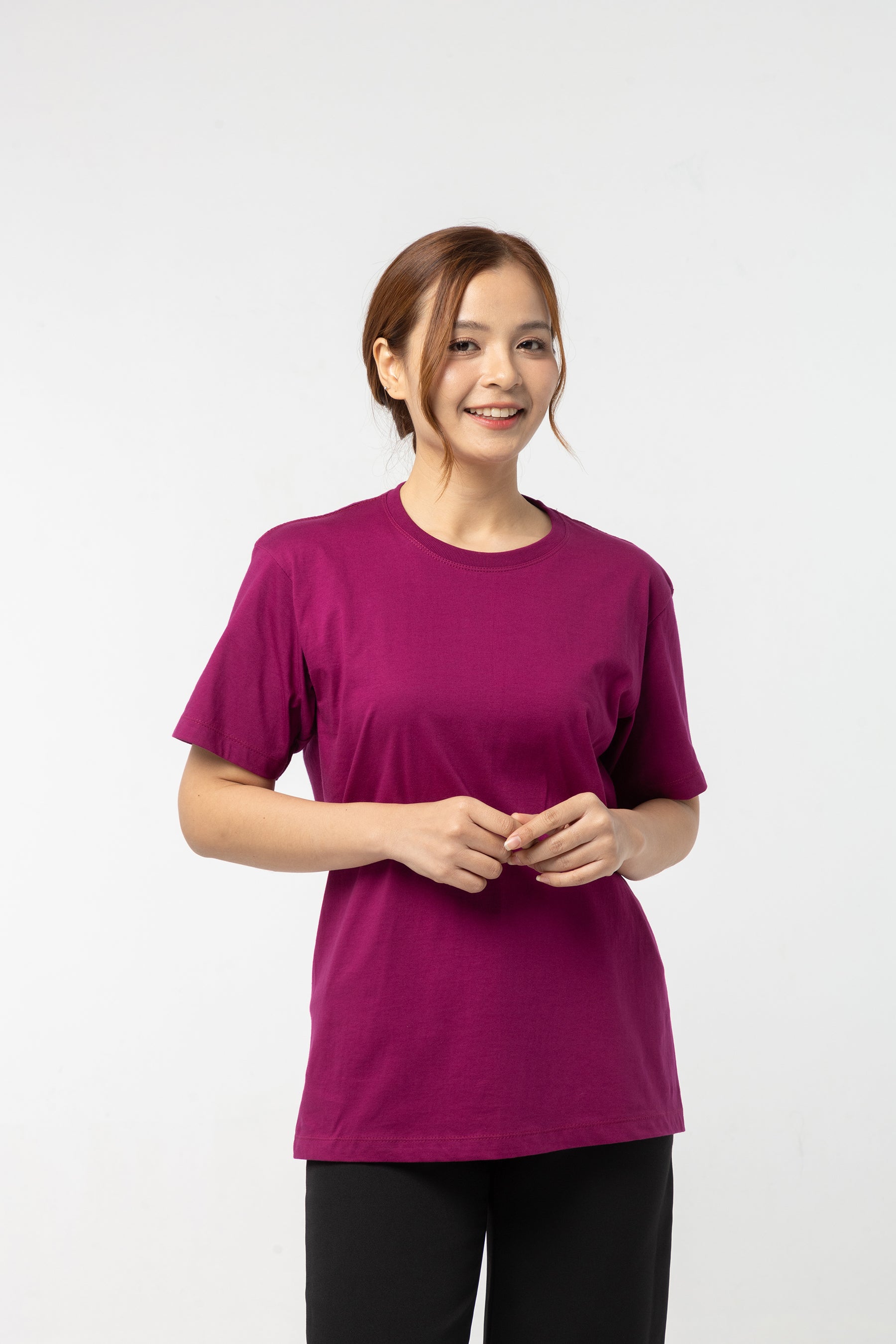 T-Shirt เสื้อยืด (Mulberry Purple , สีม่วงเม็ดมะปราง)(Unisex)
