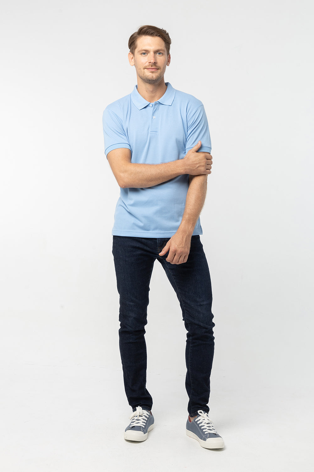 Polo Shirt เสื้อโปโล TC (Light Blue 110 , สีฟ้าอ่อน)(Unisex)