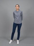 Grey Stripe Work shirt (Grey, Long Sleeve, แขนยาว)