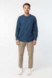 Mandarin Collar Shirt :  Long Sleeve (Indigo Blue , น้ำเงินอินดิโก)