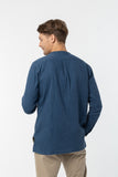 Mandarin Collar Shirt :  Long Sleeve (Indigo Blue , น้ำเงินอินดิโก)