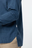 Mandarin Collar Shirt :  Long Sleeve (Indigo Blue , น้ำเงินอินดิโก)