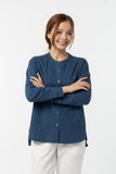 Mandarin Collar Shirt :  Long Sleeve (Indigo Blue , น้ำเงินอินดิโก)