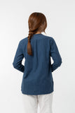 Mandarin Collar Shirt :  Long Sleeve (Indigo Blue , น้ำเงินอินดิโก)