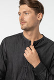 Mandarin Collar Shirt :  Long Sleeve  (Indigo Black, ดำ)