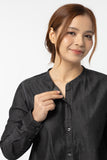 Mandarin Collar Shirt :  Long Sleeve  (Indigo Black, ดำ)