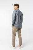 Grey Stripe Work shirt :  Long Sleeve (Grey,เทาเข้มลายริ้ว)