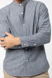 Grey Stripe Work shirt :  Long Sleeve (Grey,เทาเข้มลายริ้ว)