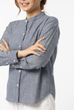 Grey Stripe Work shirt :  Long Sleeve (Grey,เทาเข้มลายริ้ว)