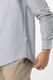 Mandarin stripe Shirt :  Long Sleeve  (Grey, เทาลายริ้ว)