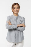 Mandarin stripe Shirt :  Long Sleeve  (Grey, เทาลายริ้ว)