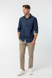 Indigo work shirt : 3/4 sleeve  (Indigo Blue, น้ำเงินอินดิโก)