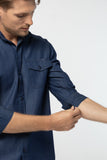 Indigo work shirt : 3/4 sleeve  (Indigo Blue, น้ำเงินอินดิโก)