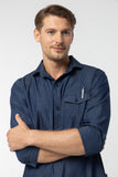 Indigo work shirt : 3/4 sleeve  (Indigo Blue, น้ำเงินอินดิโก)