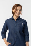 Indigo work shirt : 3/4 sleeve  (Indigo Blue, น้ำเงินอินดิโก)