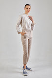 Mandarin Stripe (Beige, Long Sleeve, แขนยาว)