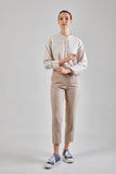 Mandarin Stripe (Beige, Long Sleeve, แขนยาว)