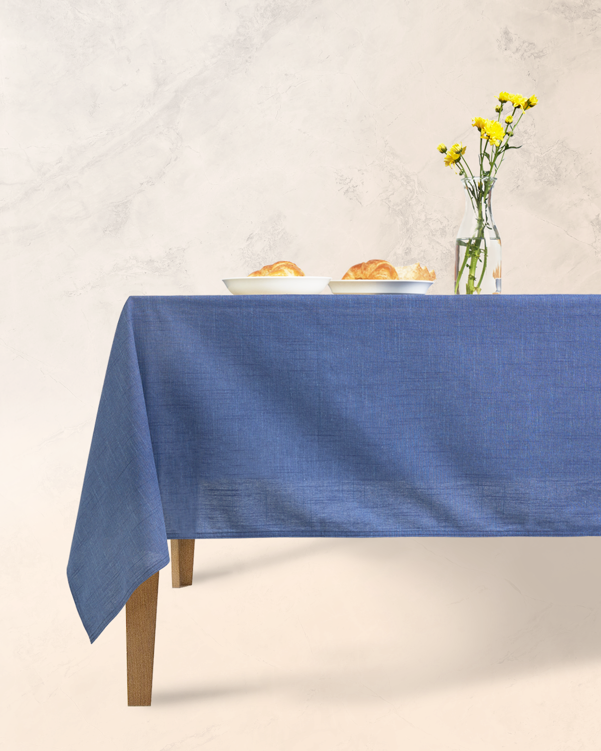 Han&Co. Table Cloth – Blue Slub ผ้าปูโต๊ะ ผ้าคลุมโต๊ะ สี Blue Slub HCTBC05