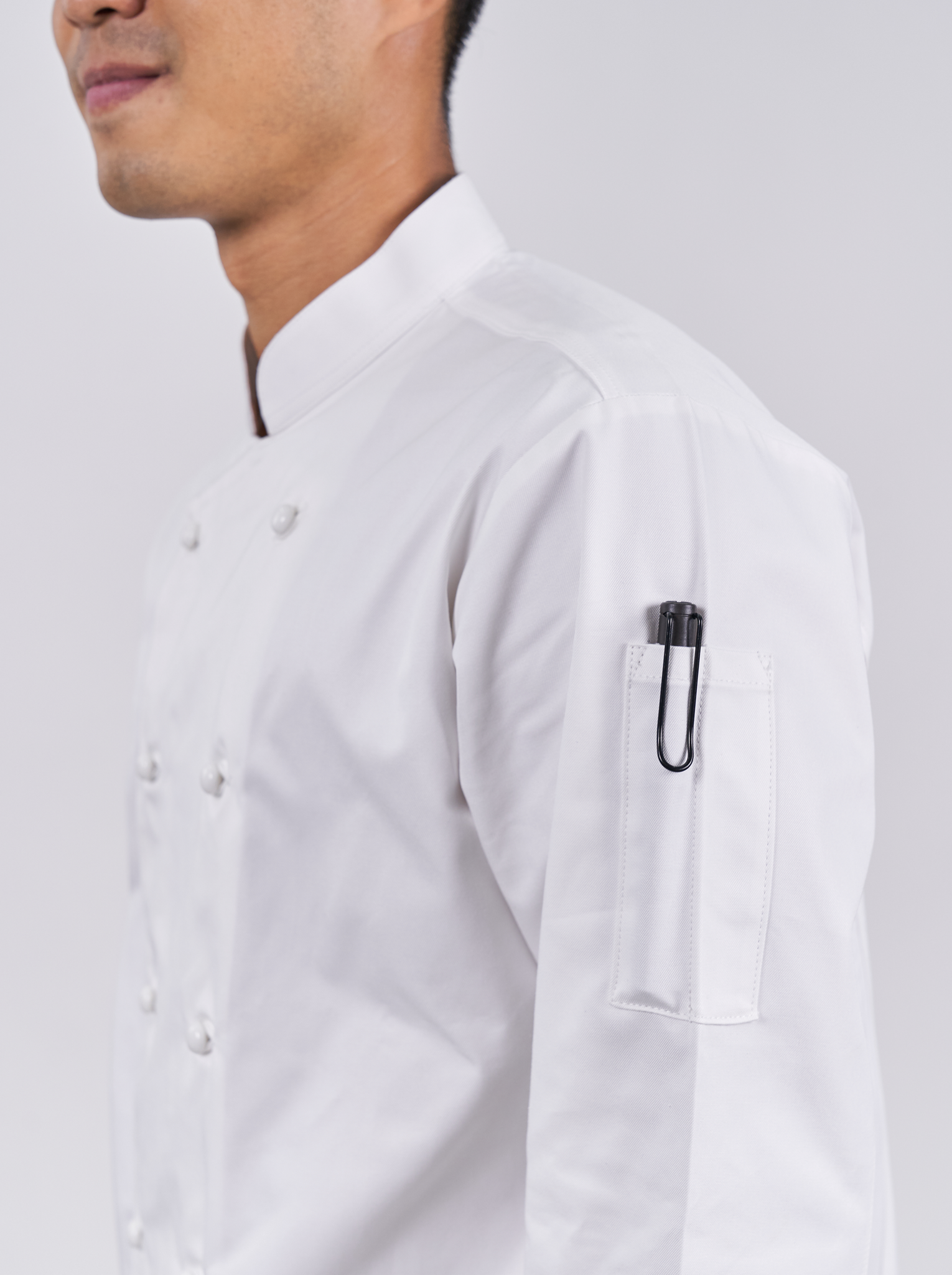 Double Breasted Long Sleeve Chef เสื้อเชฟแจ็คเก็ต (white, สีขาว)