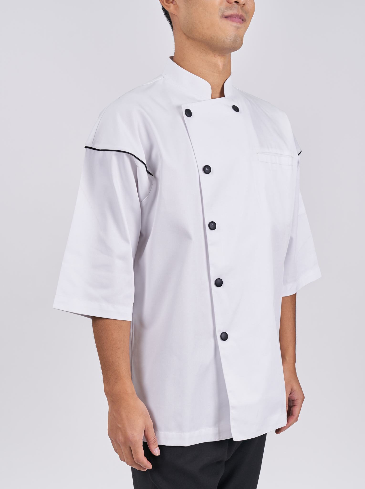 Basic Fit Short Sleeve Chef เสื้อเชฟเบสิคแขนสั้น (White, สีขาว)